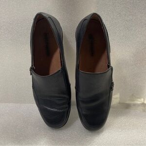Slightly used HUSH PUPPIES Women Blac Leather Side Zip Comfort Loafer Oxford